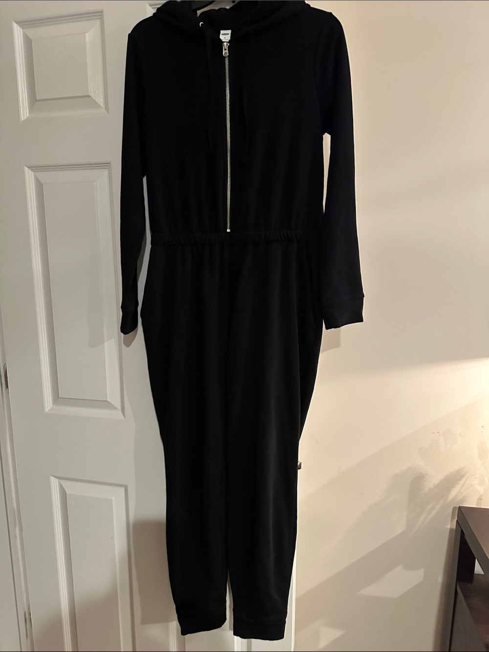 Old Navy Black Hooded Zip Jumpsuit